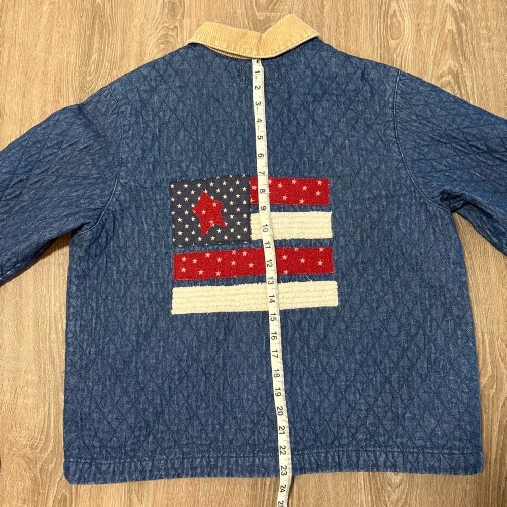 VTG Haiks Size L Quilted Denim Blue Jean Chore Coat Country American Corduroy - Picture 7 of 10